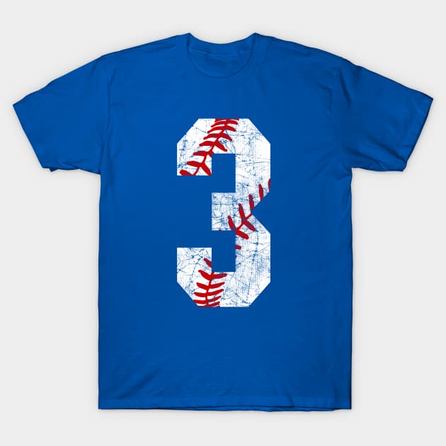 Vintage #3 Baseball Laces Baseball Mom Jersey Love Baseball 3rd Birthday T-shirt T-Shirt by TeeCreations
